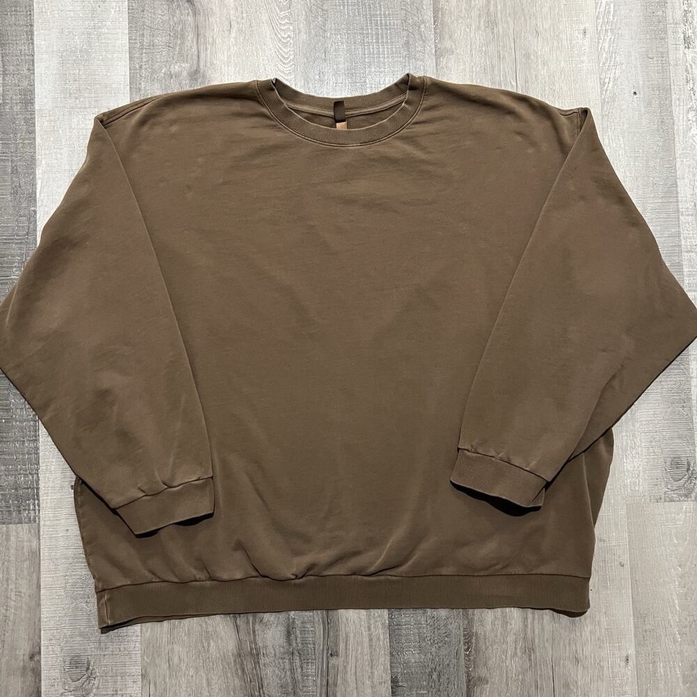 Skims The Pullover Sweatshirt Crew Neck Blank Brown Womens Heavy Cotton Size 3XL